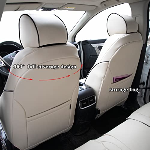 HKZ أغطية مقاعد السيارة HKZ Fit CRV مجموعة كاملة لهوندا CR-V 2017 2018 2019 2020 2021 2022 CRV Touring; CR-V EX; CR-V Sport; CR-V SE & CR-V EX-L - جلد (بيج) - Image 5