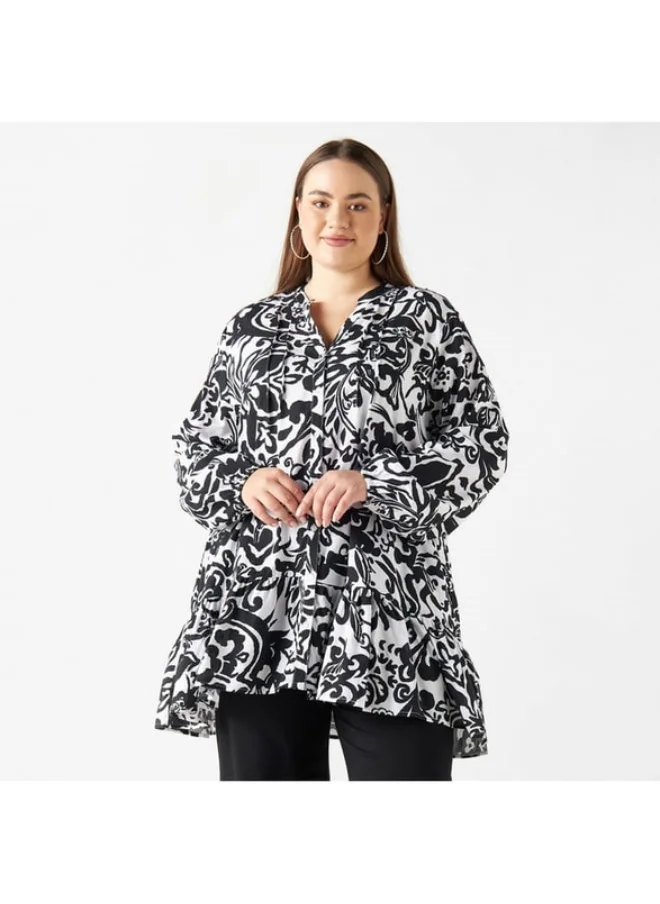 2Xtremz 2Xtremz All-Over Print Tunic with Long Sleeves