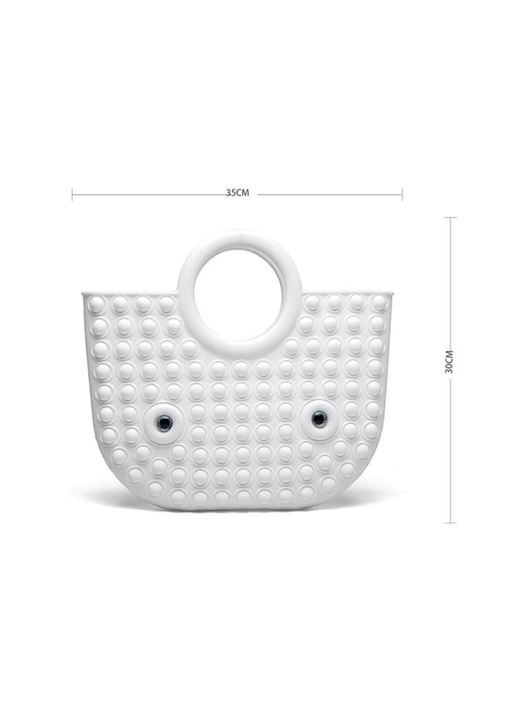 Dubkart Womens Foldable Popit Bag Girls Ladys Bag Hand bagwhite - Image 2