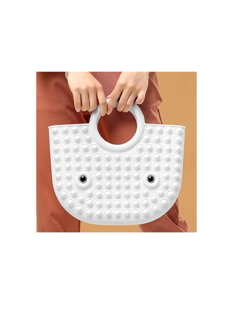 Dubkart Womens Foldable Popit Bag Girls Ladys Bag Hand bagwhite - Image 3