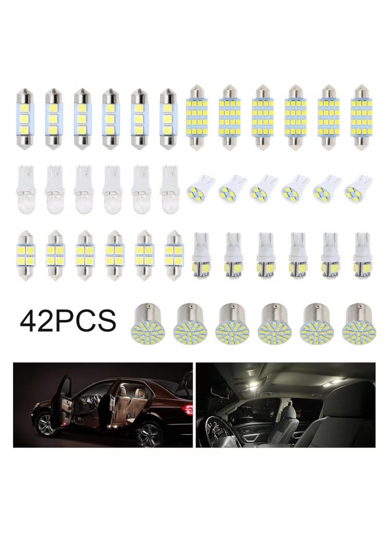 42 Pieces Car LED Bulbs, Auto Interior Light Kit Set, Super Bright T10 31 mm 36 mm 41 mm Replacement Bulb, Indoor Dome Map License Trunk License Plate White Lights - Image 3