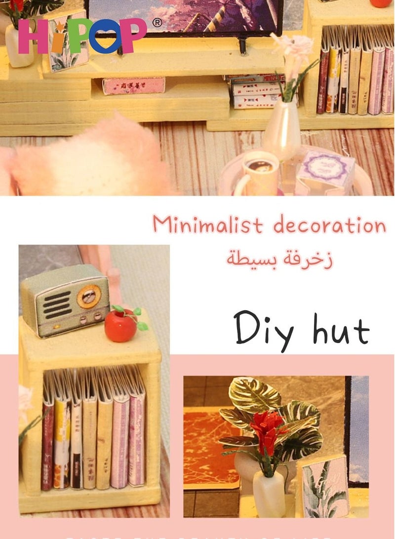 HIPOP Mini Dollhouse With Light,Children's Gift Handicraft Set - Image 3