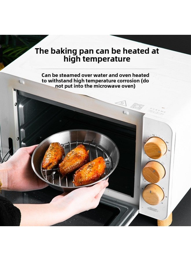 304 Stainless Steel Grill Plate Air Fryer Baking Disc Barbecue Plate Barbecue Plate Round Dipper Multi-use Tray-Specifications:16cm Baking Tray - Image 4