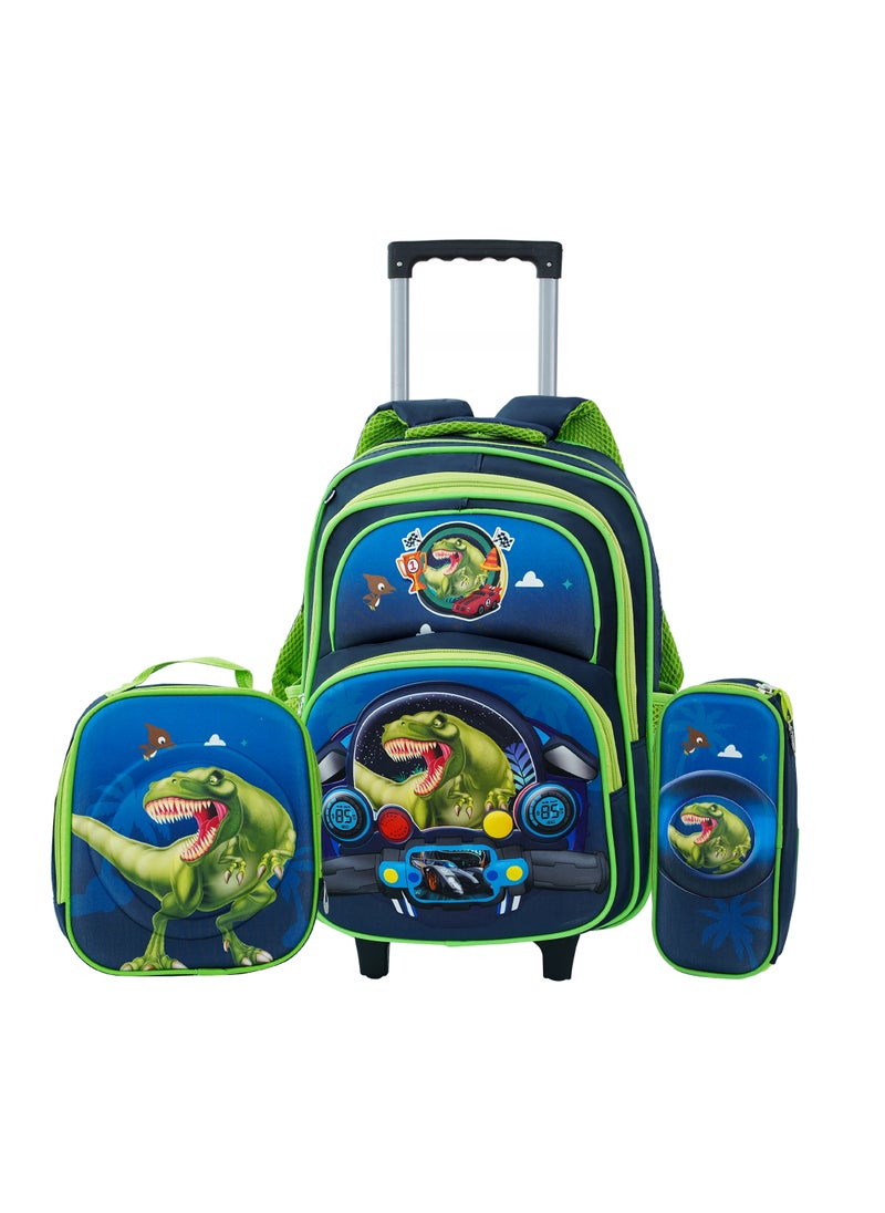 PARAJOHN - School Rolling backpack All in one Set of 3 (16 Inch), school bag set with Pencil case,lunch bag for boys and girls, back to school essential, trolley bag for school - Image 1