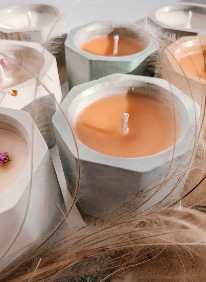 Candle concrete pots /lavender scanted candles /3 pieces - Image 2