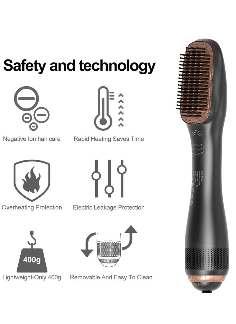 Generic - Professional Hair Styling Brush, Ceramic Hair Dryer And Styler 2 In 1, Hair Straightener (Black) - Image 1