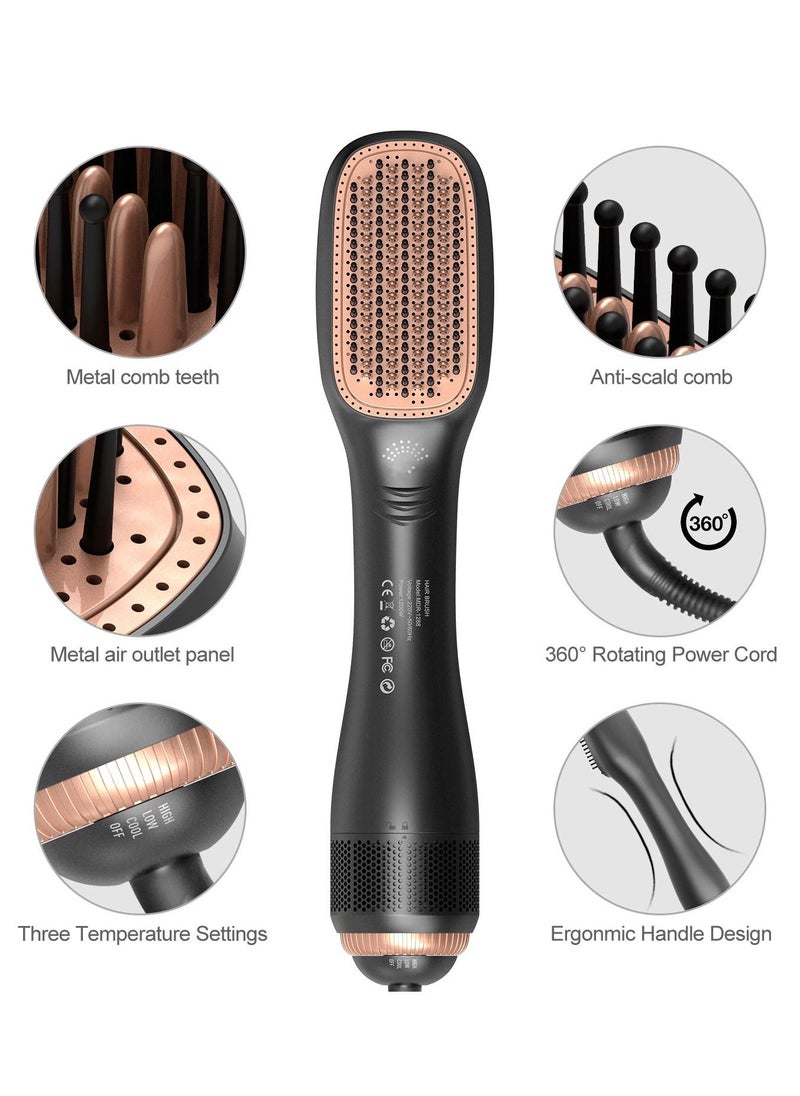Generic - Professional Hair Styling Brush, Ceramic Hair Dryer And Styler 2 In 1, Hair Straightener (Black) - Image 1