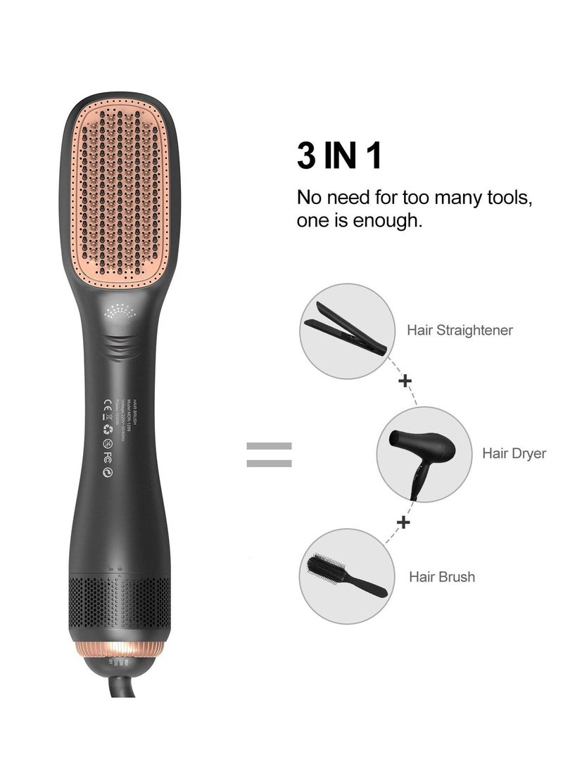 Generic - Professional Hair Styling Brush, Ceramic Hair Dryer And Styler 2 In 1, Hair Straightener (Black) - Image 1