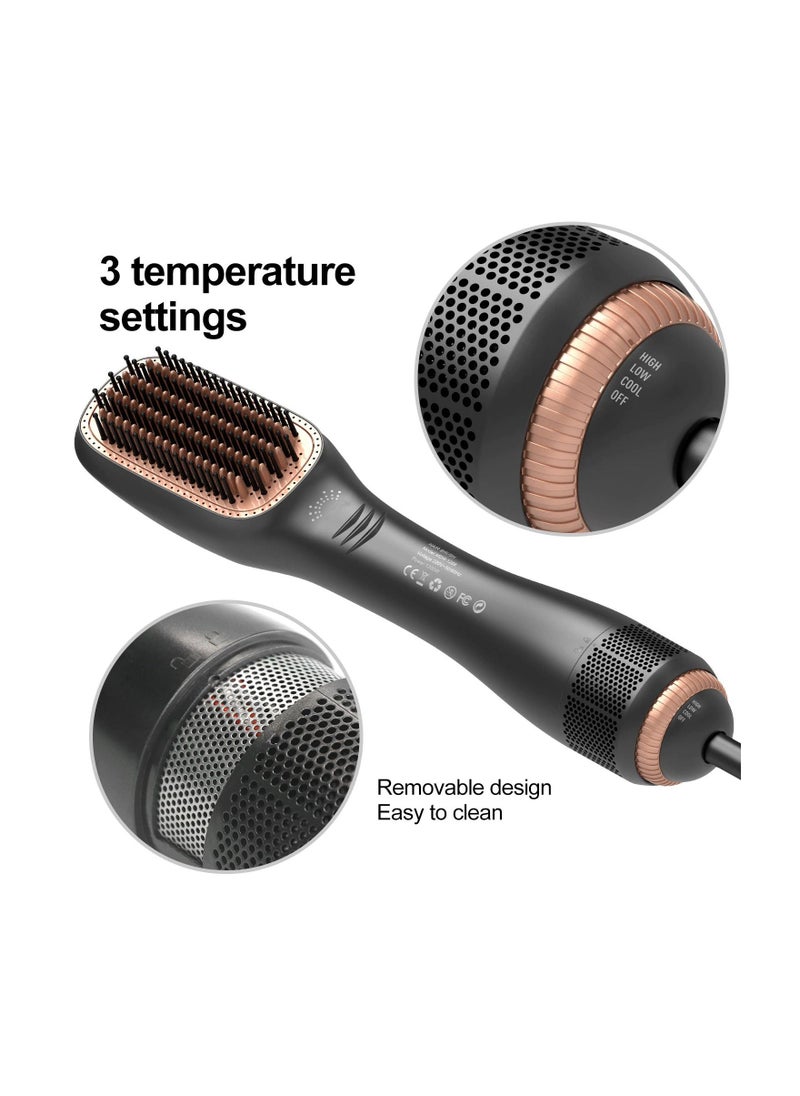 Generic - Professional Hair Styling Brush, Ceramic Hair Dryer And Styler 2 In 1, Hair Straightener (Black) - Image 1