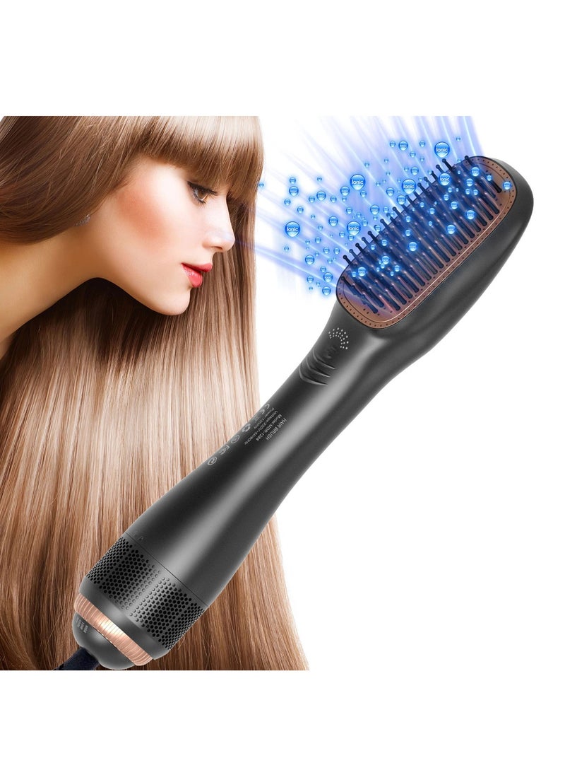 Generic - Professional Hair Styling Brush, Ceramic Hair Dryer And Styler 2 In 1, Hair Straightener (Black) - Image 1