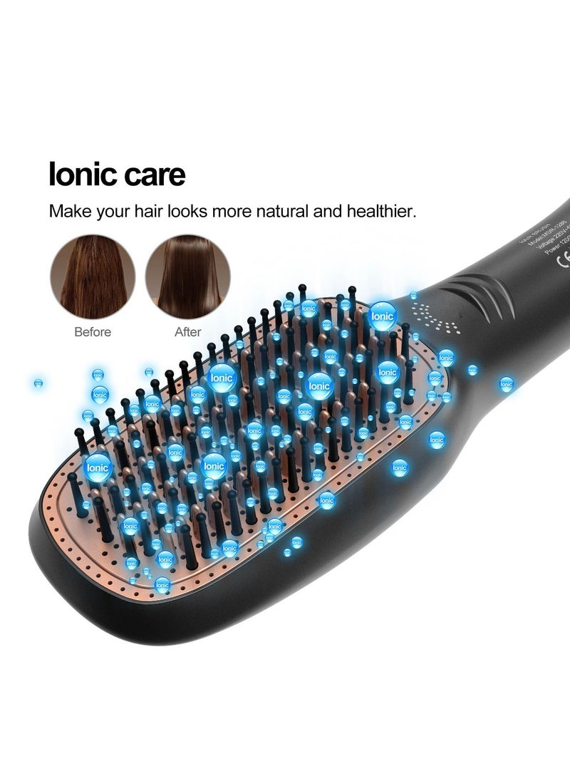 Generic - Professional Hair Styling Brush, Ceramic Hair Dryer And Styler 2 In 1, Hair Straightener (Black) - Image 1
