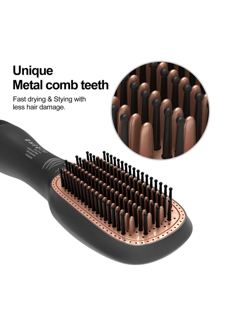 Generic - Professional Hair Styling Brush, Ceramic Hair Dryer And Styler 2 In 1, Hair Straightener (Black) - Image 1