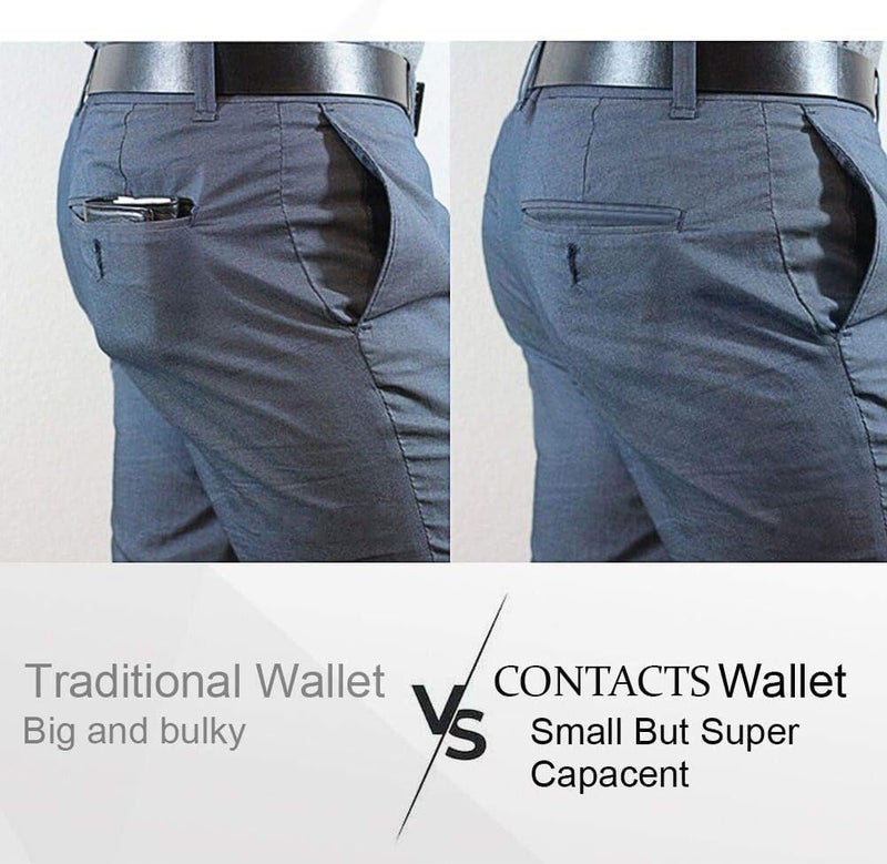 Contacts Credit Card Wallet, RFID Blocking Genuine Leather Card Holder Anti Theft (1 Zipper compartments, 6 Card Slots & 1 ID/Photo Window) Slim Pocket Purse for Men & Women Black… - Image 5