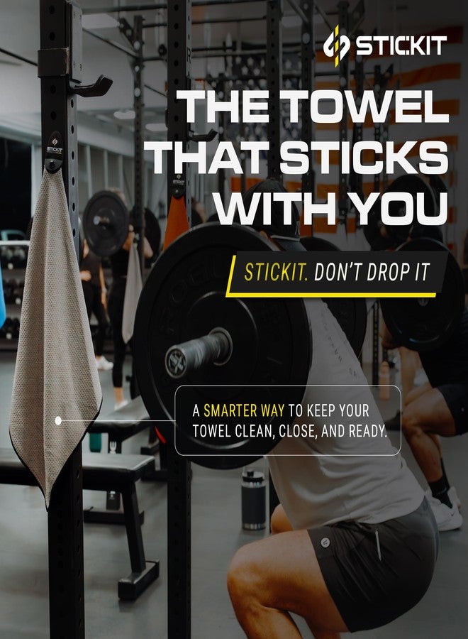 ستيك-ايت منشفة رياضية من الألياف الدقيقة من STICKIT - منشفة رياضية ماصة للعرق، سريعة الجفاف ومقاومة للروائح للرجال والنساء مع مغناطيس ومشبك لسهولة التثبيت على المقاعد والمعدات والحقائب - 29 بوصة × 29 بوصة (رمادي) - Image 2