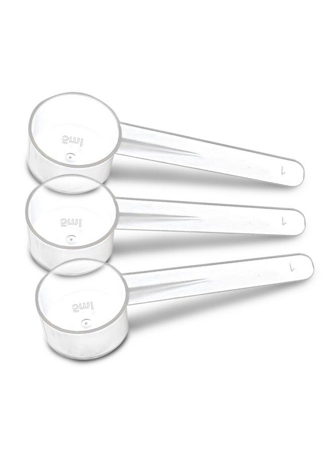 Existing Beauty 3 Measuring Spoons Set with Short Handle - 1 Teaspoon (5 ML) Clear Plastic Scoops for Creatine, Coffee, Grains, Spices, Powders, and Other Dry Goods, BPA Free, Kitchen Tools Measure, Fits in Jars  - Image 1