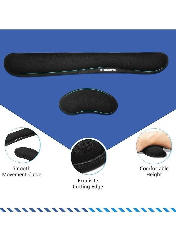 VicTsing - Memory Foam Set Keyboard Wrist Rest Pad and Mouse Wrist Rest Support for Easy Typing and Wrist Pain Relief - Image 1