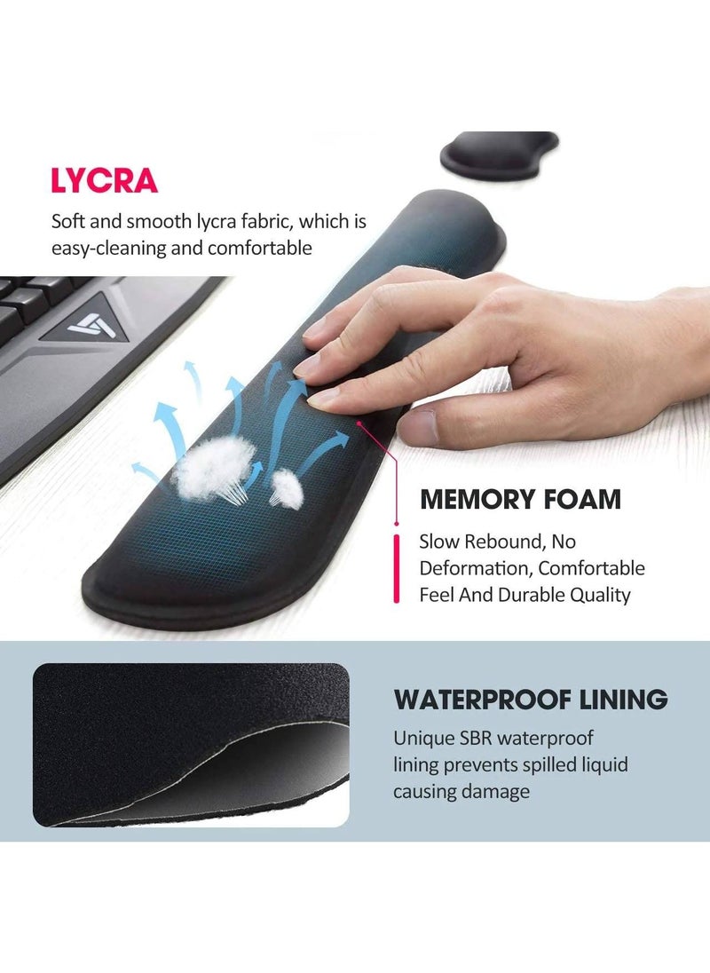 VicTsing - Memory Foam Set Keyboard Wrist Rest Pad and Mouse Wrist Rest Support for Easy Typing and Wrist Pain Relief - Image 1