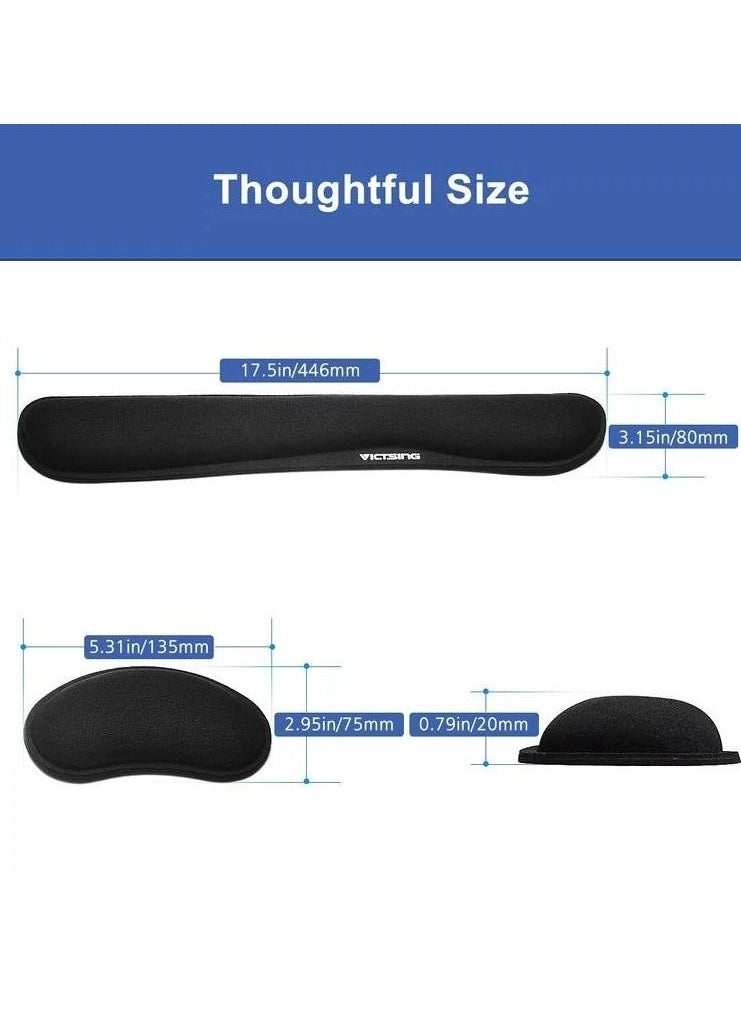 VicTsing - Memory Foam Set Keyboard Wrist Rest Pad and Mouse Wrist Rest Support for Easy Typing and Wrist Pain Relief - Image 1