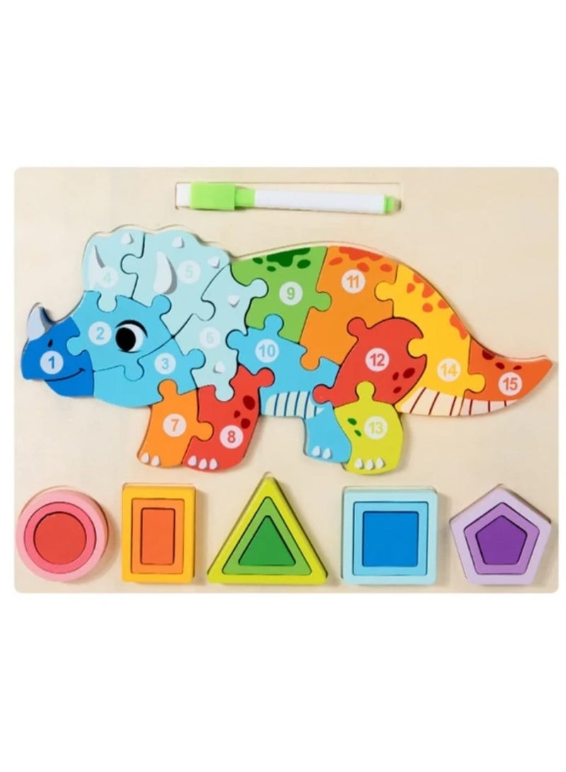 i diD 3D Puzzles Learning Game Educational Drawing Board Toy Kids Montessori Geometric Shape Matching Wooden Toys - Image 1