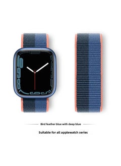 Suitable For Iwatch1-s9 Strap Light Mint/Ocean Blue Nylon Loop Velcro Wristband For Apple Watch Strap-Color:85# Finch Feather Blue-Specifications:38/40/41mm