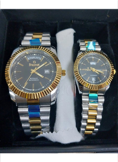 Couple Set Analog Quartz Two tone Stainless Steel Watch SV 10057