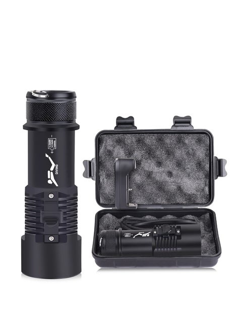 Dive Light Scuba Diving Flashlight, 6000 Lumen Dive Torch, 4 Modes Waterproof Diving Safety Lights, Underwater 80m Submarine Lights with Rechargeable Battery, for Deep Sea Cave at Night