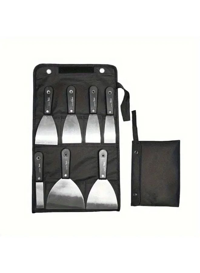 7pcs Stainless Steel Putty Knife Set with Storage Bag for Drywall Patching Wall Repair - Image 1