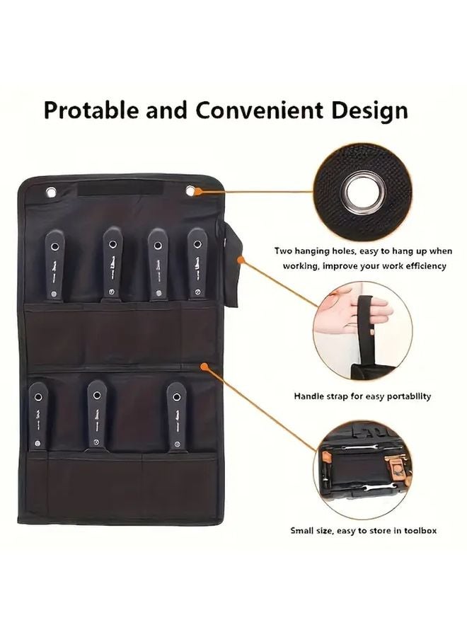 7pcs Stainless Steel Putty Knife Set with Storage Bag for Drywall Patching Wall Repair - Image 3