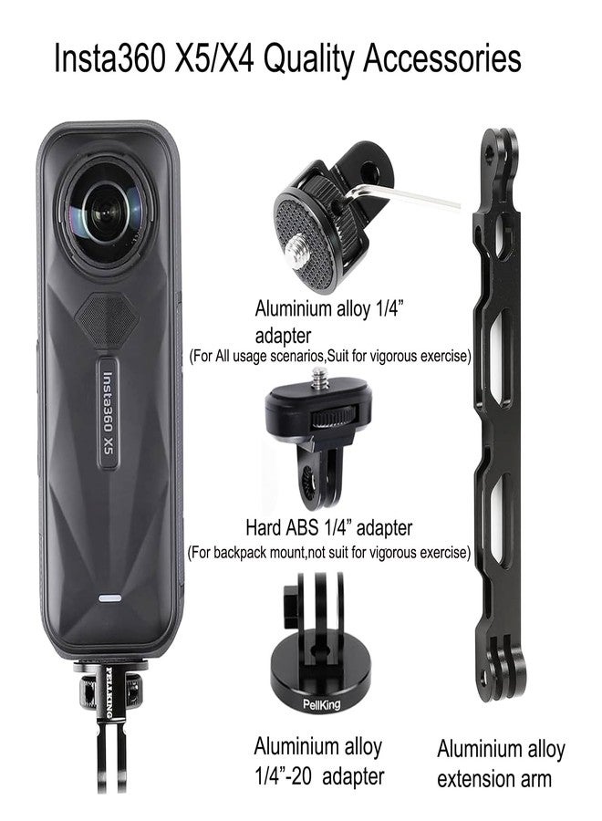 PellKing Bike Handlebars Mount Bundle for Insta360 One X3,X2,X,GoPro,All Metal Made Quick Release Handlebars Mount with 16.5cm Extension Arm,with 3M Sticker,Aluminum Alloy 1/4’ Adapter - Image 5