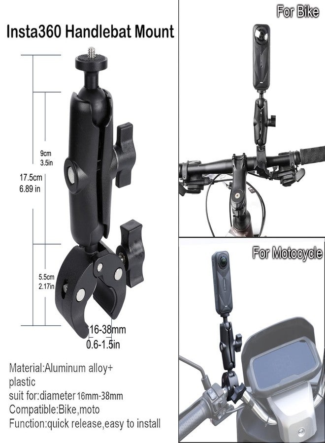 PellKing Bike Handlebars Mount Bundle for Insta360 One X3,X2,X,GoPro,All Metal Made Quick Release Handlebars Mount with 16.5cm Extension Arm,with 3M Sticker,Aluminum Alloy 1/4’ Adapter - Image 4