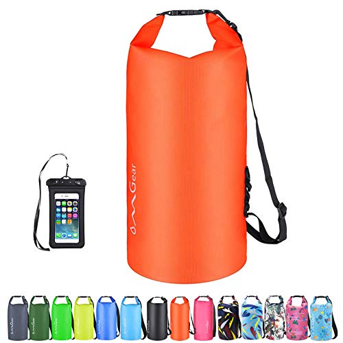 OMGear Waterproof Dry Bag Backpack Waterproof Phone Pouch 40L/30L/20L/10L/5L Floating Dry Sack For Kayaking Boating Sailing Canoeing Rafting Hiking Camping Outdoors Activities (Orange2, 20L) - Image 1