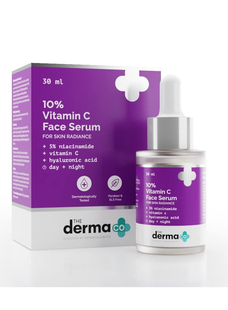 THE derma Co 10% Vitamin C Face Serum with Vitamin C 5% Niacinamide & Hyaluronic Acid for Skin Radiance 30ml - Image 1