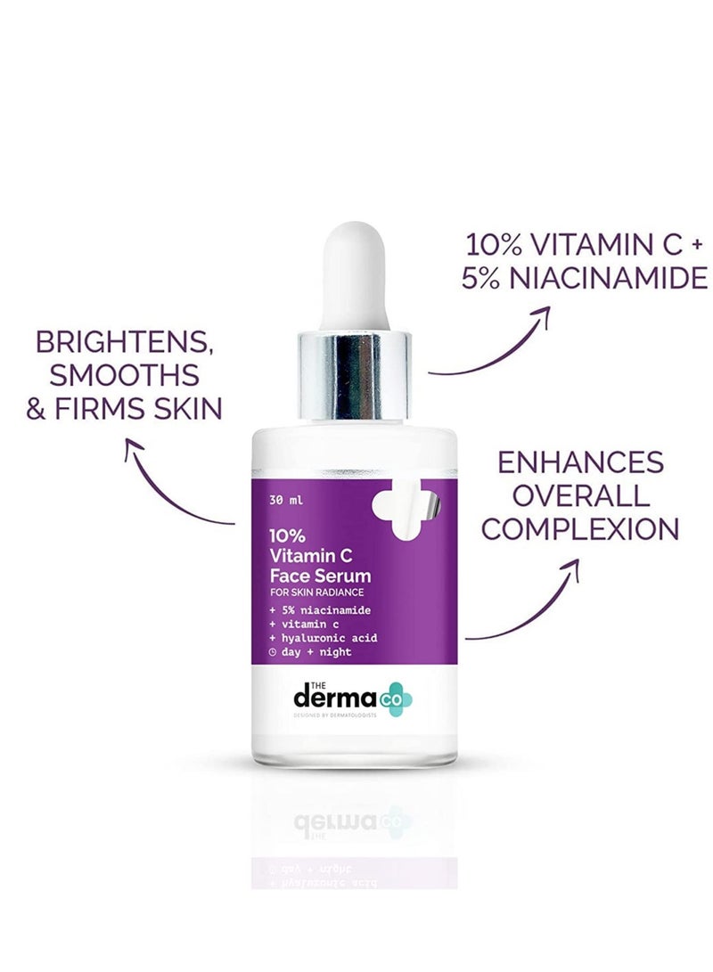 THE derma Co 10% Vitamin C Face Serum with Vitamin C 5% Niacinamide & Hyaluronic Acid for Skin Radiance 30ml - Image 3