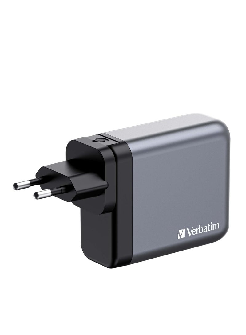 Verbatim GaN Charger 140 W, 4 Ports USB-C Charger, Power Adapter with 3 x USB-C and 1 x USB-A, Fast Charger as Multiple Plug, for Apple MacBook, Notebook, iPad, iPhone - Image 3
