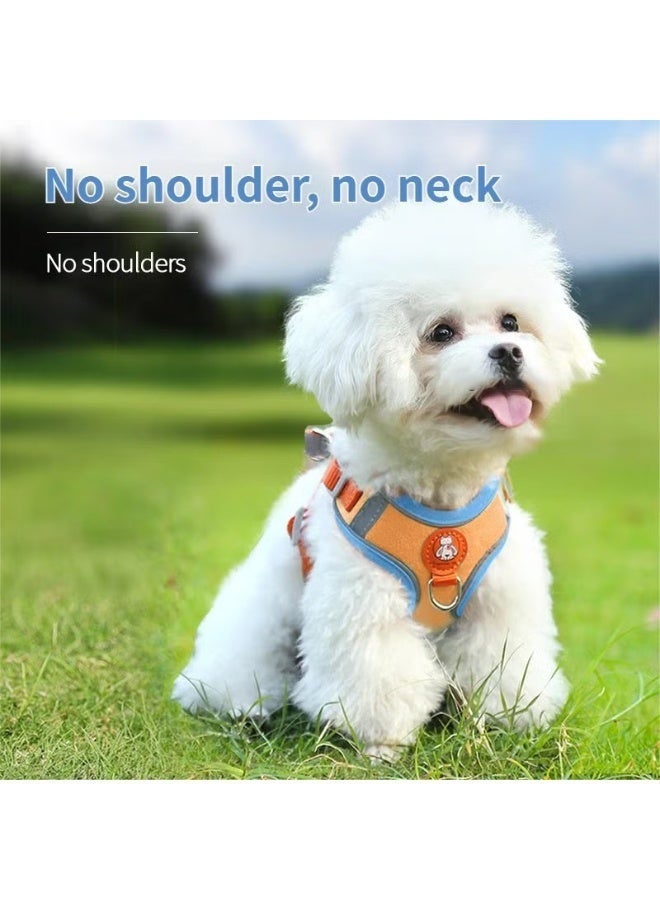طوق صدر عاكس للحيوانات الأليفة مع مجموعة مقود مضاد للانزلاق، 1.5 متر قابل للتعديل بتصميم يمنع الاختناق، أزرق فاتح - Image 2