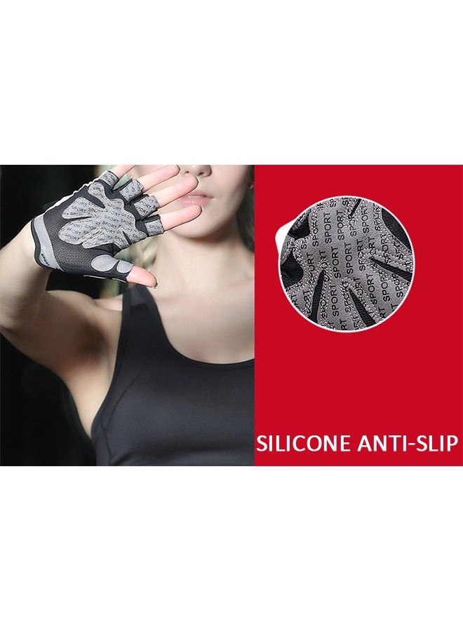 Half Finger Gloves for Men and Women, Anti-Slip Riding Gloves, Breathable Mesh Cloth Outdoor Gloves, Sports Fitness Training Wrist Gloves, Women's Dumbbell Weight Lifting Gloves  - Image 2