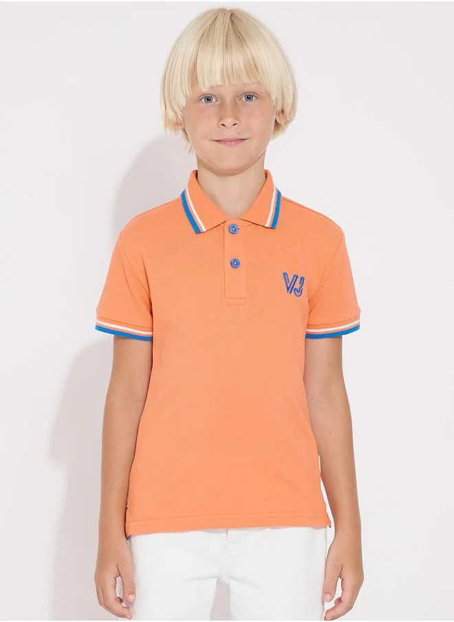 victor and jane Embroidered Logo Detail Polo T-Shirt by Styli