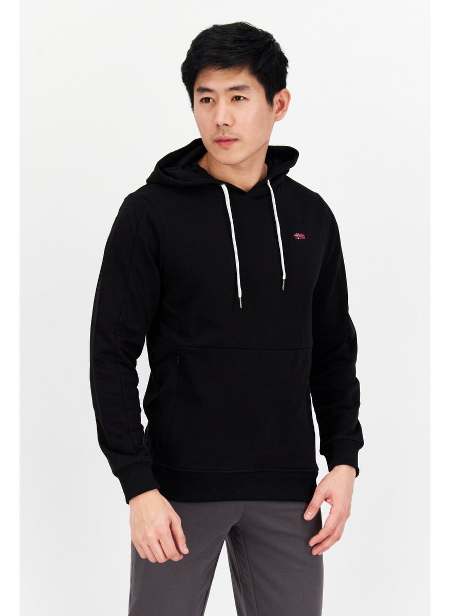 Nordland Men Sportswear Fit Outdoor Hooded Sweatshirt, Black  - Image 1