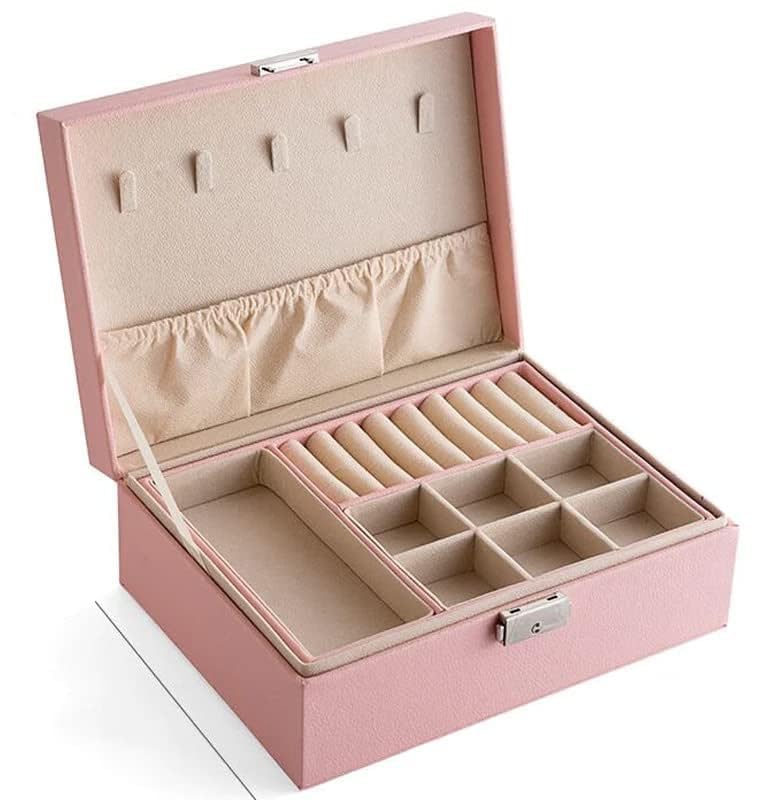 VINSU Jewelry Organizer Box 2 Layer Earring Organizer PU Leather Travel Jewelry Case with Lock with Lock with Removable Tray for Rings Earrings Necklace Bracelets Watches (multicolour) - Image 3