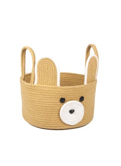 PrintShoppie PrintShoppie Round Woven Handcrafted Bear Kids Basket Organizer for Toys Laundry baby clothes hamper Wardrobe Plants 25cmx15cm  - Image 4