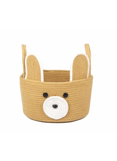 PrintShoppie PrintShoppie Round Woven Handcrafted Bear Kids Basket Organizer for Toys Laundry baby clothes hamper Wardrobe Plants 25cmx15cm  - Image 1