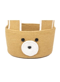 PrintShoppie PrintShoppie Round Woven Handcrafted Bear Kids Basket Organizer for Toys Laundry baby clothes hamper Wardrobe Plants 25cmx15cm  - Image 2