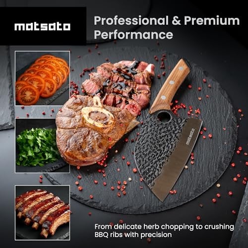 Matsato Cleaver Knife – Japanese Steel Cooking Butcher Knife for Meat & Vegetables Chopping, 5.8 Inch Kitchen Knife, Kitchen Gift for Men & Women - Image 4