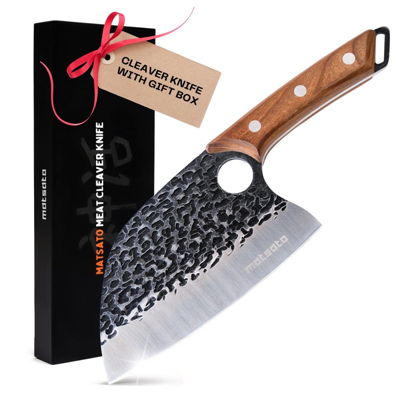 Matsato Cleaver Knife – Japanese Steel Cooking Butcher Knife for Meat & Vegetables Chopping, 5.8 Inch Kitchen Knife, Kitchen Gift for Men & Women - Image 3