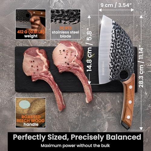 Matsato Cleaver Knife – Japanese Steel Cooking Butcher Knife for Meat & Vegetables Chopping, 5.8 Inch Kitchen Knife, Kitchen Gift for Men & Women - Image 2