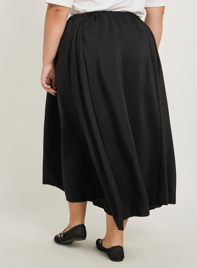 Styli Styli Plus Size Plain A-Line Maxi Skirt with Elasticated Waistband