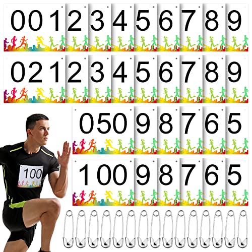 XunYee Running Bib Competitor Numbers with Safety Pins for Marathon Sports Competition Event Race Bibs Tear Proof Waterproof Paper Tag for Track and Field 6 x 75 Inch100 Pcs1100 Number - Image 1