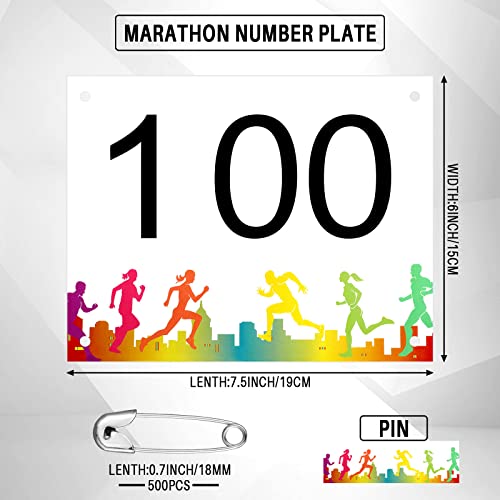 XunYee Running Bib Competitor Numbers with Safety Pins for Marathon Sports Competition Event Race Bibs Tear Proof Waterproof Paper Tag for Track and Field 6 x 75 Inch100 Pcs1100 Number - Image 3