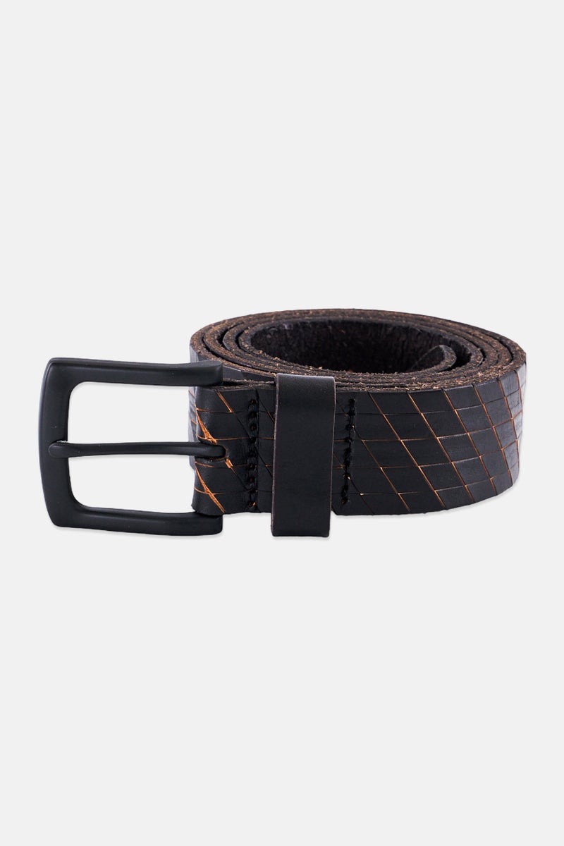 JACK & JONES Men Opti Leather Belt With Metal Buckle, Black - Image 1