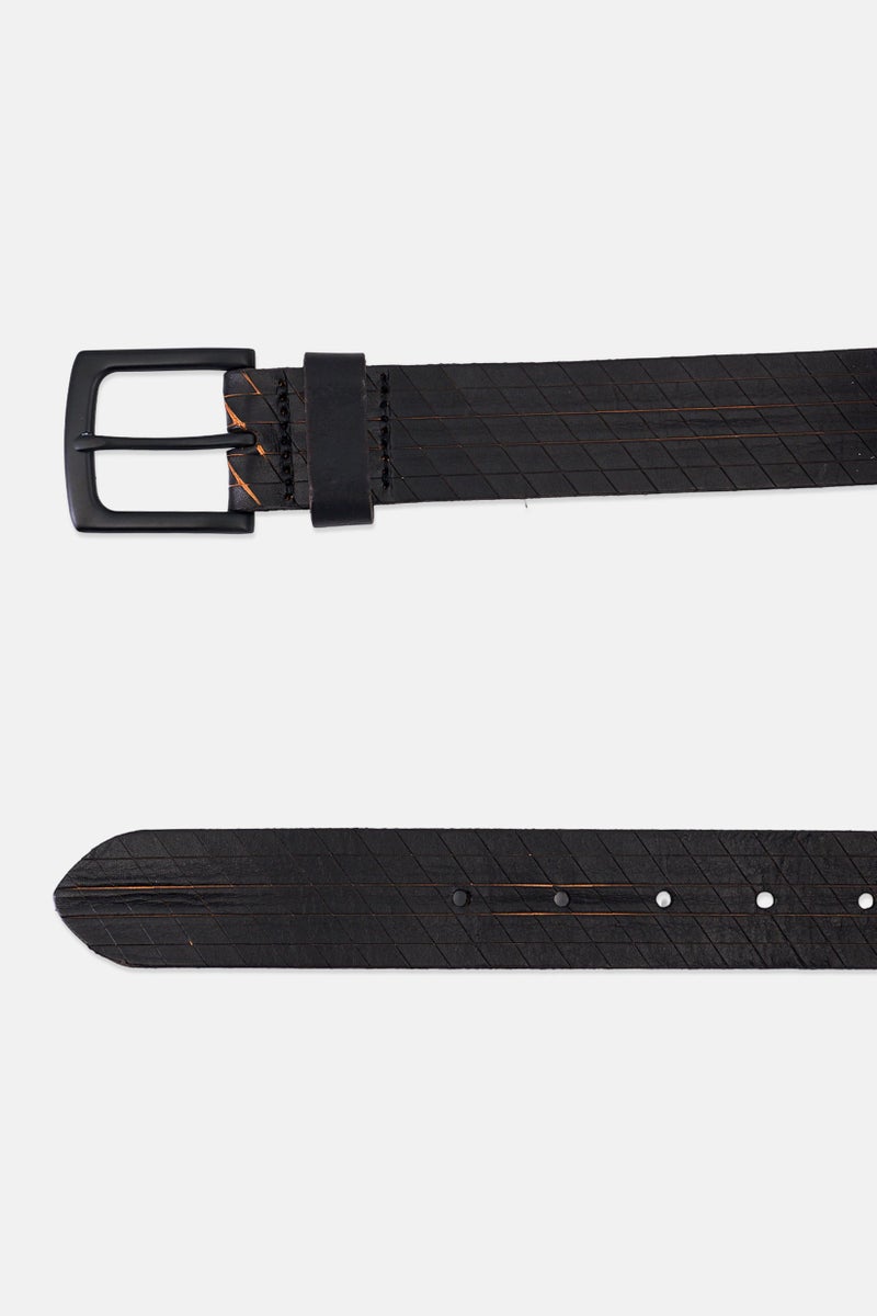 JACK & JONES Men Opti Leather Belt With Metal Buckle, Black - Image 2